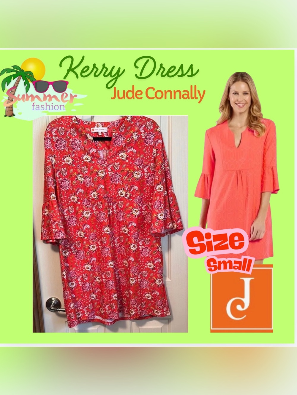 Jude Connally Orange Floral Dress Kerry style, size small